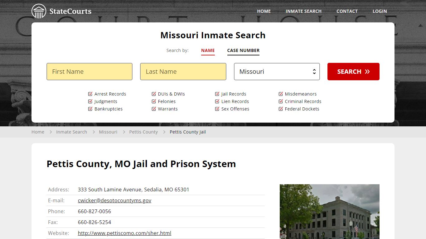 Pettis County Jail Inmate Records Search, Missouri - StateCourts