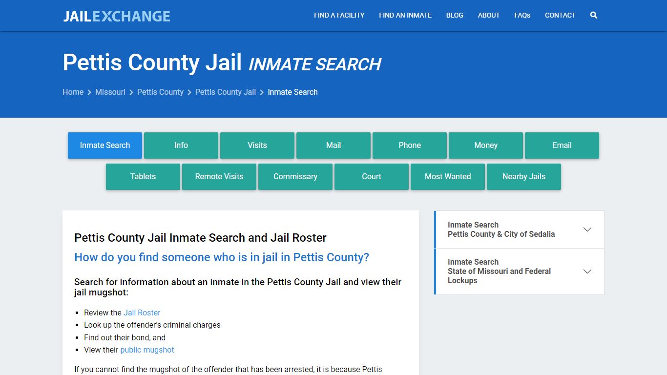 Inmate Search: Roster & Mugshots - Pettis County Jail, MO - Jail Exchange